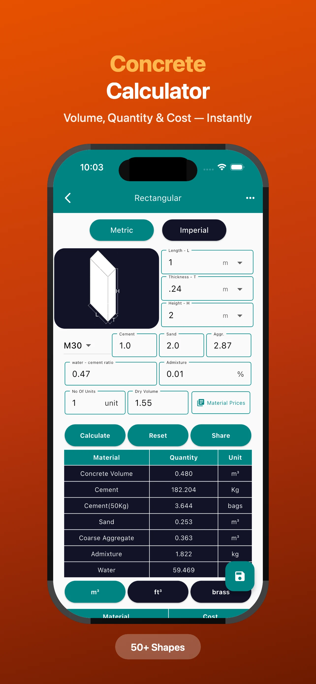 Concrete Calculator A1 PRO screenshot